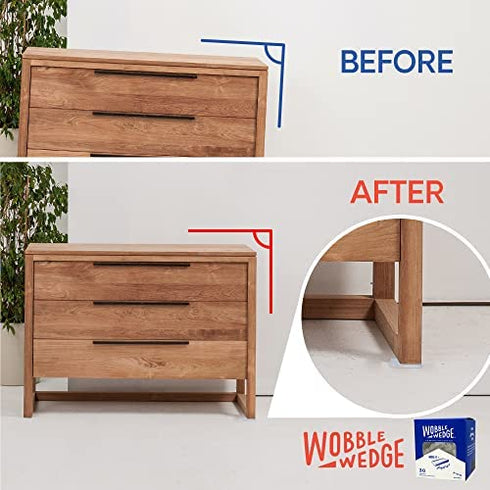 WOBBLE WEDGES Rigid Plastic Shims, 30 Pack - Made in USA - Multi-Purpose Shim Wedges for Home Improvement & Work - Plastic Wedge Furniture Levelers, Table & Toilet Shims, Leveling Feet - Translucent