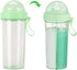 600ml Outdoor Portable Dual-Use Two Straws Water Bottle Couple Cup Drinking Bottle Leakproof and Durable Sports Bottle for Hiking Camping(Green)