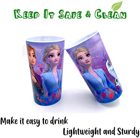 Disney Frozen 2 Elsa Anna Drink Tumblers with Lid, Reusable Straw Set for Kids Girls Toddlers, Pack of 2 - Safe BPA free by Zak design