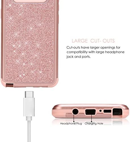 WORLDMOM for Galaxy Note 8 case, Rose Gold Glitter Luxury Sparkly Hybrid 3 Layers Heavy Duty Shockproof Protective with Bling Shiny Pretty Cute Fashion Design case for Samsung Galaxy Note 8