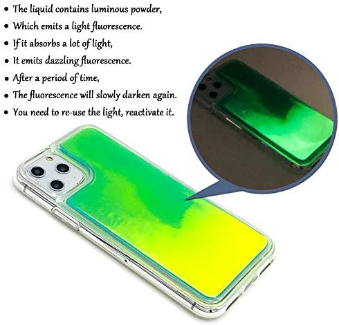 VenSen Liquid Fluorescent Case for iPhone12 / iPhone 12Pro Soft TPU Luxury Glow in The Darkness Noctiluncen Luminous Neon Sand Phone case (iPhone 12 / iPhone 12 Pro, Green)