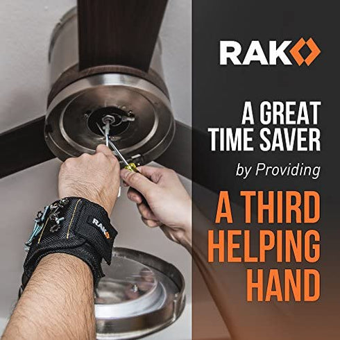 RAK Magnetic Wristband for Holding Screws - Christmas Gifts for Men Who have Everything - Wrist Magnet Tool or Screw Holder for Handyman, Tech Geek, Mechanic, Electrician, Robotics