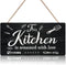 TOARTi Modern Kitchen Wood Hanging Sign Plaque, Kitchen is Seasoned with Love Wooden Hanger, Warming Saying Wall Art Sign for Kitchen, Restaurant, Farmhouse Decor (8''x16'')