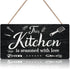 TOARTi Modern Kitchen Wood Hanging Sign Plaque, Kitchen is Seasoned with Love Wooden Hanger, Warming Saying Wall Art Sign for Kitchen, Restaurant, Farmhouse Decor (8''x16'')