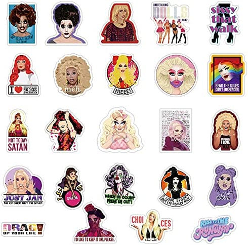 50Pcs RuPaul's Drag Race Stickers Tv Show Stickers Pack, Drag Funny Aesthetic Vinyl Waterproof Stickers for Water Bottles,Laptop,Skateboard,Phone,Computer,Bumper,Car Decals ?Gift for Adults LGBTQ…
