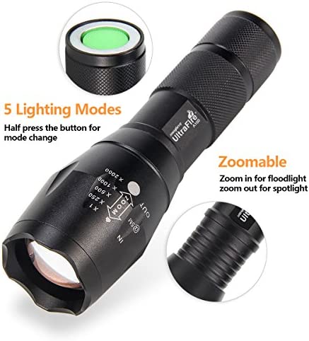 ULTRAFIRE Tactical LED Flashlight Hunting Flashlight A100 Focusable 3 Colors Exchange Glass Lens (Generate RED or Green Light )
