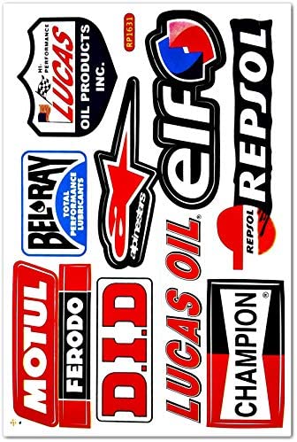 Dirt Bike MotoGP Motocross Motorcycles Bikes ATV Parts Race Accessories Sponsor Garage Toolbox Racing Motos Logo Helmet Sheet Grafitti Kit Pack 6 Vinyl Graphics Decal and Stickers Set D6722 Best4Buy