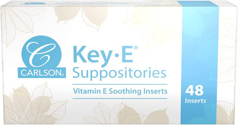 Carlson - Key-E Suppositories, 30 IU Vitamin E Suppository, Lubricates Dry Areas, Treatment for Women and Men, Vaginal & Rectal, 48 Count
