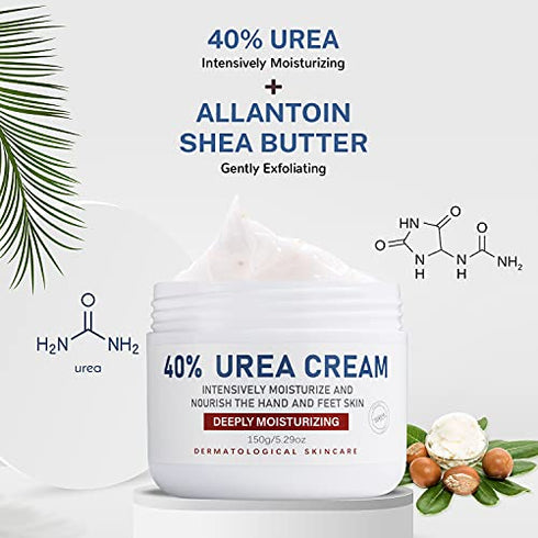OUKEYA Urea Cream 40 Percent, Urea Foot Cream for Dry Cracked, 40 per Urea Lotion for Feet Maximum Strength