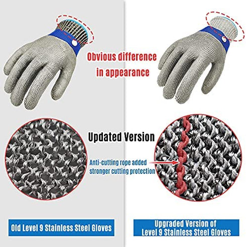 TS 2.0 ANSI A9 Cut Resistant Glove Stainless Steel Mesh Metal Wire Glove Durable Rustproof Reliable Cutting Glove for Meat Processing, Food Cutting (Medium?