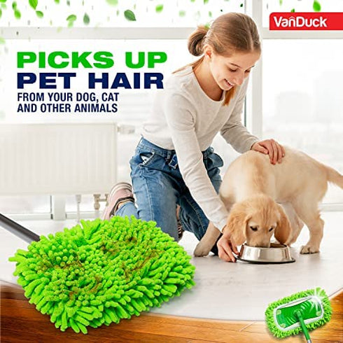 VanDuck Dust Mop Refill Compatible with Swiffer Sweeper Mop (2 Pack) - Microfiber Pet Heavy Duty Dry Cloth Refills - Reusable Mop Pad (Mop is Not Included)