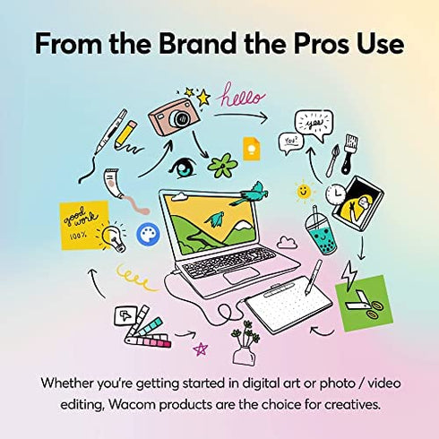 Wacom Intuos Small Graphics Drawing Tablet, includes Training & Software; 4 Customizable ExpressKeys Compatible With Chromebook Mac Android & Windows, drawing, photo/video editing, design & education