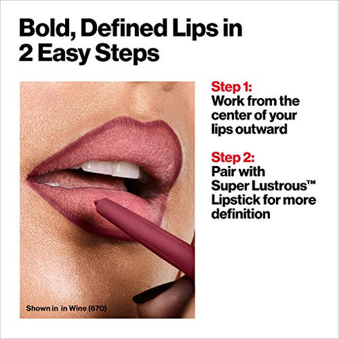 Lip Liner by Revlon, Colorstay Face Makeup with Built-in-Sharpener, Longwear Rich Lip Colors, Smooth Application, 665 Plum