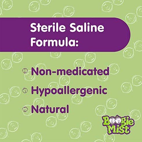 Boogie Mist Sterile Saline Nasal Spray, Allergy Relief, Unscented, 3.1 Ounce