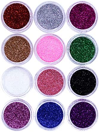 Biodegradable Glitter for Gel Nail Art Pots Set, Ultra FINE DUST Powder, Face Paint Makeup, Hair, Shellac Nail Polish Craft, Festival Party Colors | Brush Body Tattoos Make Up Sets for Kids Children