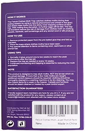 Faicuk Clothes Moth Traps with Pheromone Attractant for Closet and Carpet (6 Pack)