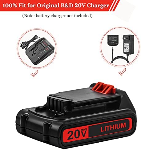 LBXR20 3000mAh Replacement for Black and Decker 20V Lithium Battery Compatible with B and D 20-Volt Max LBX20 LB20 LST220 LBXR20B-2 LBX4020 LBXR2020-OPE LB2X4020-OPE Cordless Power Tools