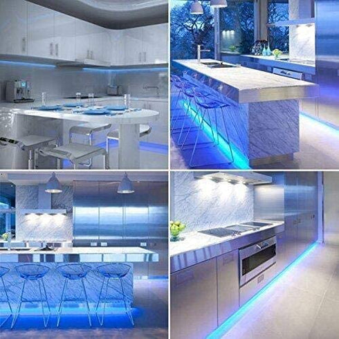 echosari Blue Led Strip Lights Waterproof Battery Operated with Remote, 8 Modes, Dimmable, Timer, Self-Adhesive, Cuttable, 3M 90Led Battery Strip Led Light for Indoor Outdoor Decor