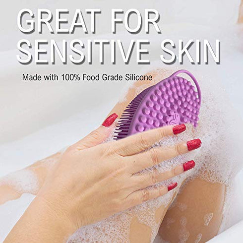 Avilana Exfoliating Silicone Body Scrubber Easy to Clean, Lathers Well, Long Lasting, And More Hygienic Than Traditional Loofah (Blue)