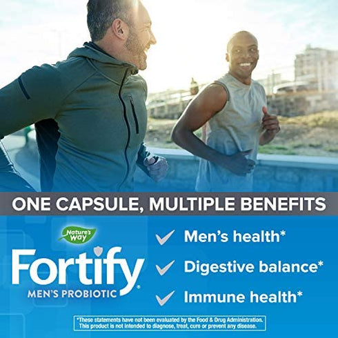 Nature’s Way Fortify Men’s Daily Probiotic, 30 Billion, 11 Strains, Prebiotics, 30 Capsules