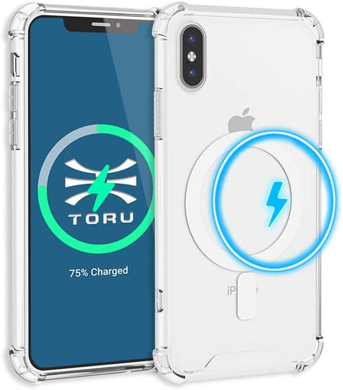 TORU MX Slim for iPhone Xs/iPhone X Magnetic Case, Compatible with Magsafe, Hybrid Transparent HD Clear Case with Detachable Wrist Strap, Scratch Resistant, Air Bumper Shock-Absorbing Corners - Clear
