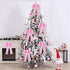 Beurio Pink Glitter Christmas Ribbon Bows Gifts Wreaths Wedding Party Decorations Hanging Ornaments, 6 pcs