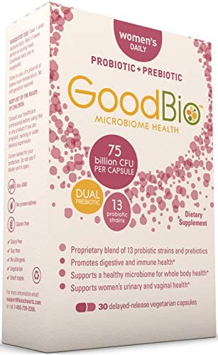 Premium Prebiotics and Probiotics for Women - Women’s Immune Support & Urinary, Vaginal, & Digestive Health - 75 Billion CFU - for Healthy Gut Flora with Inulin - Shelf-Stable - 30ct by GoodBio