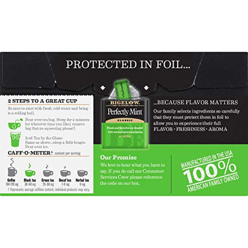 Bigelow Perfectly Mint Black Tea, Caffeinated, 20 Total Tea Bags