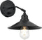 Terleenart Industrial Farmhouse Metal Wall Sconce with on/Off Switch, Matt Black Funnel Shade Focused Wall Light Fixture for Kitchen Sink Hallway Bedroom Bookcase Shelves