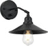 Terleenart Industrial Farmhouse Metal Wall Sconce with on/Off Switch, Matt Black Funnel Shade Focused Wall Light Fixture for Kitchen Sink Hallway Bedroom Bookcase Shelves