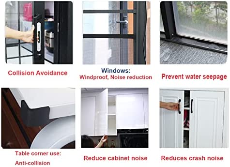 1/2 Inch Wide x 3/8 Inch Thick Foam Self Adhesive Tape for Sound Insulation Shock Absorption Weather Stripping Draft Seal, Doors and Windows, Black Single Sided (6.5ft X 2Rolls)