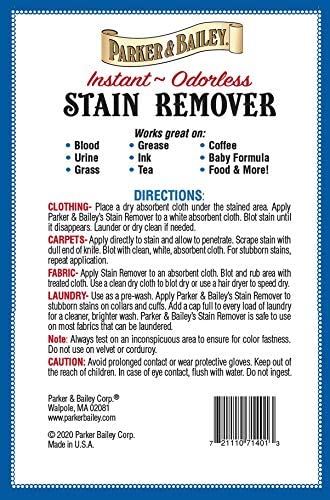 Parker and Bailey Laundry Stain Remover - Blood Cleaner for Clothing - Carpet Spot Treater - Unscented, Sulfate and Bleach Free -16oz