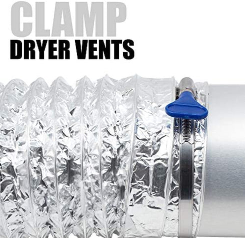 4 Inch Thumb Screw Key Adjustable 304 Stainless Steel Hose Clamps, Pipe Clamp, Worm Gear Clamps, Dryer Vent Clamp, Dust Collection, Automotive, RV Clamp 5 pack (4" Hose Clamp)