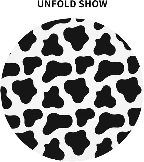 Cow Print Tablecloth Round Washable Table Cover for Kitchen Dining Picnic Party Table Mats 60 Inch