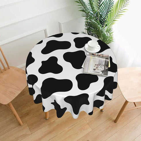 Cow Print Tablecloth Round Washable Table Cover for Kitchen Dining Picnic Party Table Mats 60 Inch