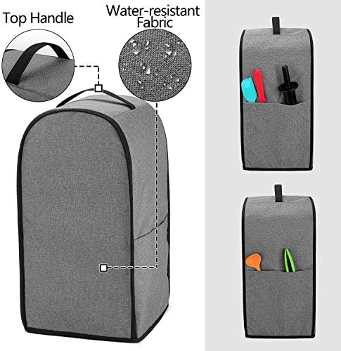 Yarwo Visible Blender Dust Cover Compatible with Ninja Foodi Blender, Small Appliance Cover with Pockets and Top Handle, Gray with Arrow (Cover Only, Patent Pending)