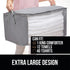 Gorilla Grip Large Capacity 3 Pack Clothes Storage Bag Organizer, 90L, Reinforced Handles, Thick Fabric for Blankets, Bedding, Clothing, Foldable Zipper Container Bags, Clear Window Closet Totes, Gray