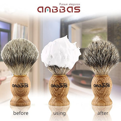 Shaving Brush, Handmade Pure Badger Hair Brush with Natural Manchurian Ash Wood Handle for Men Traditional Wet Shaving