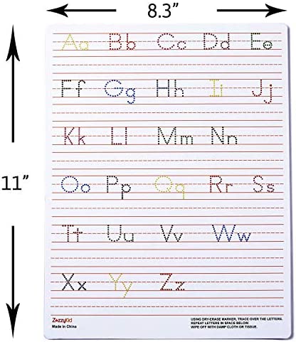 Handwriting Practice Letter Tracing for Kids: Board for Cursive & Printing Style with Dry Erase Marker for Preschooler - Reusable Wipe Clean ABC Alphabet Learn to Write, 8.3 x 11 Inches