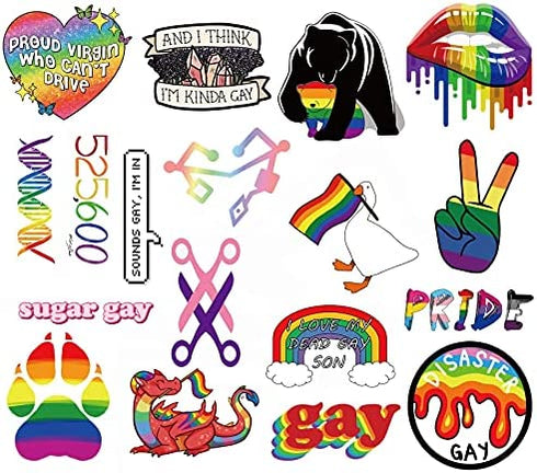 Gay Pride Stickers,50 PCS Gay Love Stickers,Rainbow Stripe Stickers for LGBT,Bright Technicolor Vinyl Waterproof Stickers for Laptop,Water Bottles,Luggage,Computer,Cellphone,Skateboard,Guitar,Flag