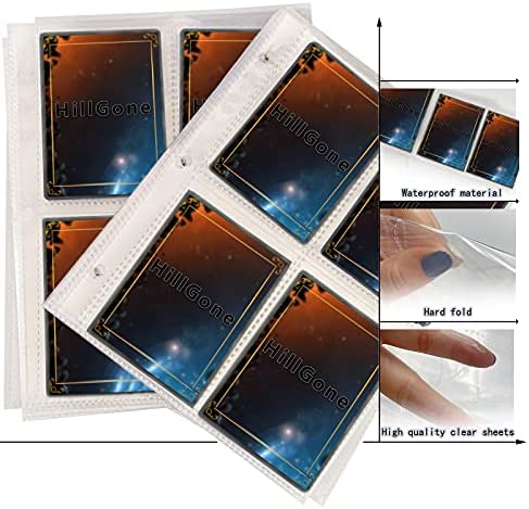 HillGone 320 Pockets Trading Card Sleeves, 4 Pockets Card Storage Album Pages Photocard Sleeves
