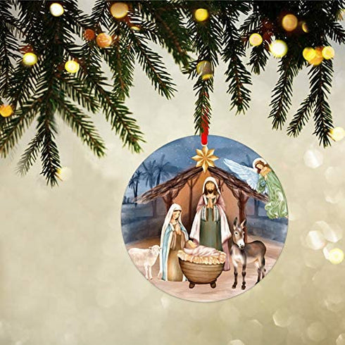 WaaHome Nativity Scene Christmas Ornaments 3'' Religious Christmas Ornaments Christian Ornaments for Christmas Tree Decorations Gifts