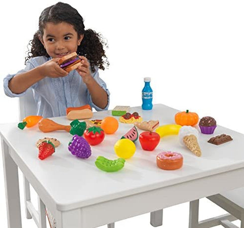 KidKraft 30-Piece Plastic Play Food Set, Fruits, Veggies, Sweets and More, Use with Play Kitchens, Gift for Ages 3+