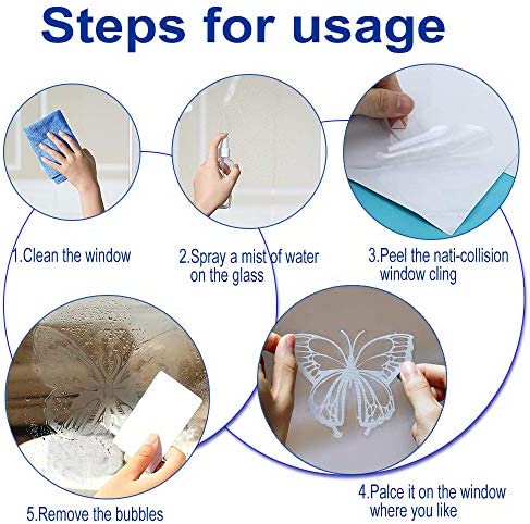 36 Pieces Butterfly Anti-Collision Window Clings, Transparen Alert Stickers Window Decals to Prevent People and Bird Strikes on Window Glass