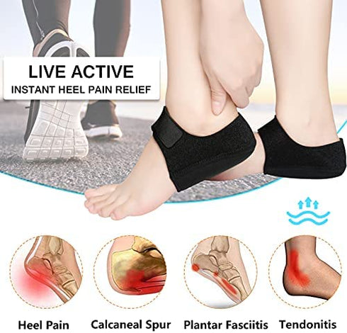 Heel Protectors, Gel Heel Cups, Heel Cushion Support for Plantar Fasciitis, Heel Pain, Achilles Tendinitis, Dry Cracked Heels, Heel Pads for Men & Women