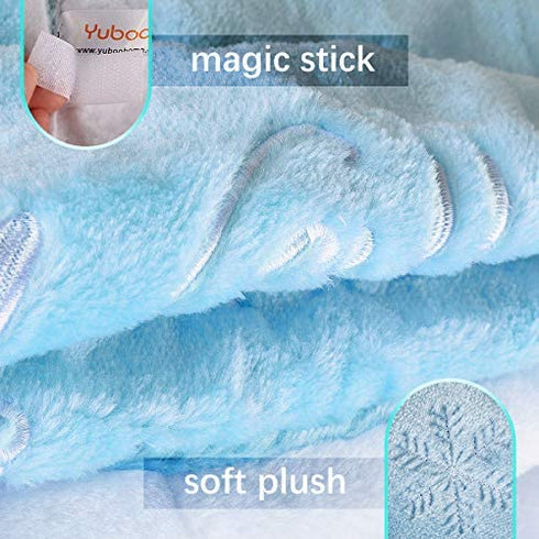 yuboo Light Blue Christmas Tree Skirt,36" Luxury Faux Fur with Snowflakes for Blue Christmas Ornaments Winter Wonderland Decorations