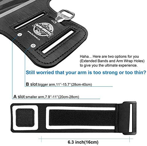 Galaxy S22+, S21 FE, S20 FE Armband, BUMOVE Gym Running Workouts Sports Cell Phone Arm Band for Samsung Galaxy S20 Plus/S21 Plus/S22 Plus, S20 FE/S21 FE 5G with Key Holder (Black)