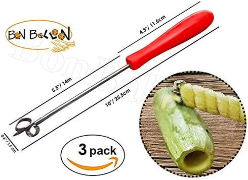 3 pcs Zucchini Squash Cucumber Corer Vegetable Corers Drill Stainless Steel Core Remover Coring Tool Kitchen Stuffed Vegetables Veggies Seed Remover Tools Remove Seeds Eggplant 10" Long Gadgets
