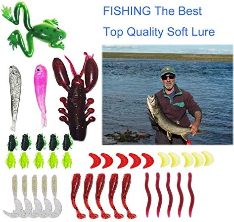 XYZsundy 90PCS Fishing Lures Kit Set Including Fishing Stuff Tackle Box Accessories Hooks, Worms, jigs, Fishing Bait for bass, Crappie ,Trout,Fishing Gifts for Men.