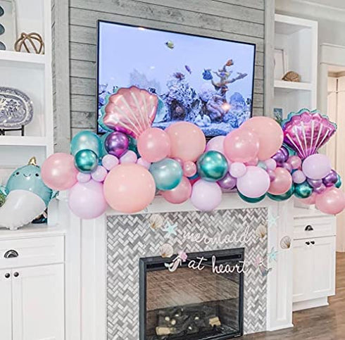 7pcs Mermaid Balloons Number Balloons for 1st 2nd 3rd Birthday Party Girls' Mermaid Tail Decoration Supplies (number 4)